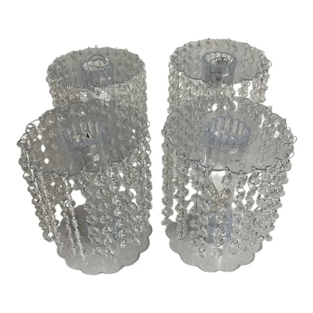 Clear Acrylic Beaded Chandelier Cake Stand with LED Lights 8